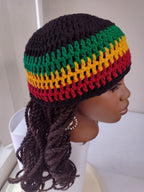 D Reggae in RYGB Crochet Cap