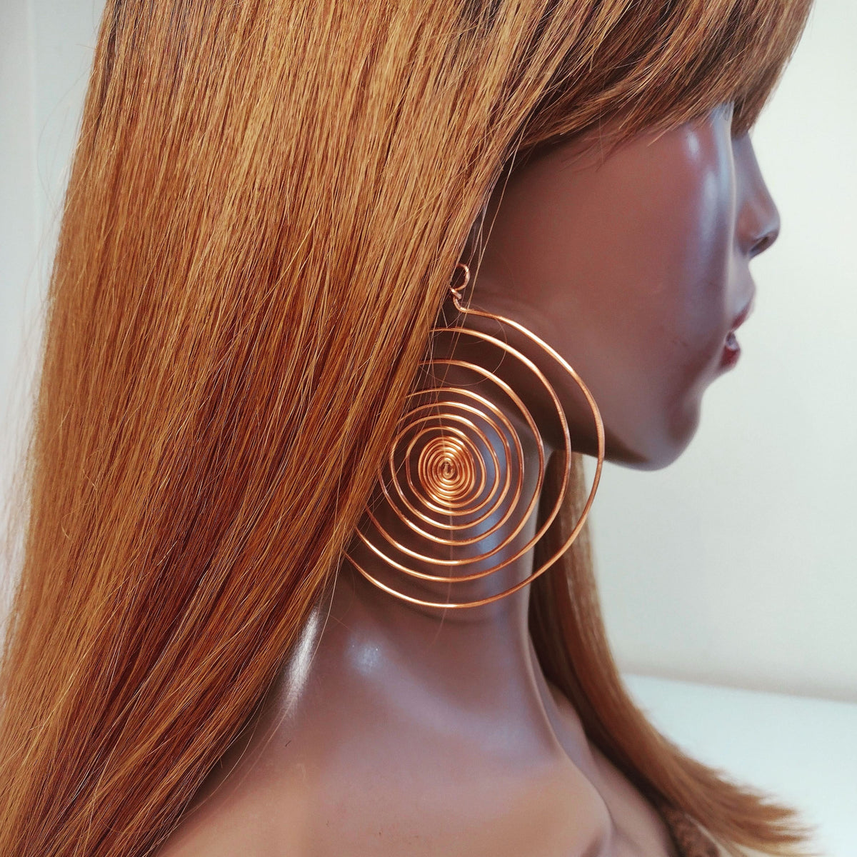 L Copper Spiral Earrings