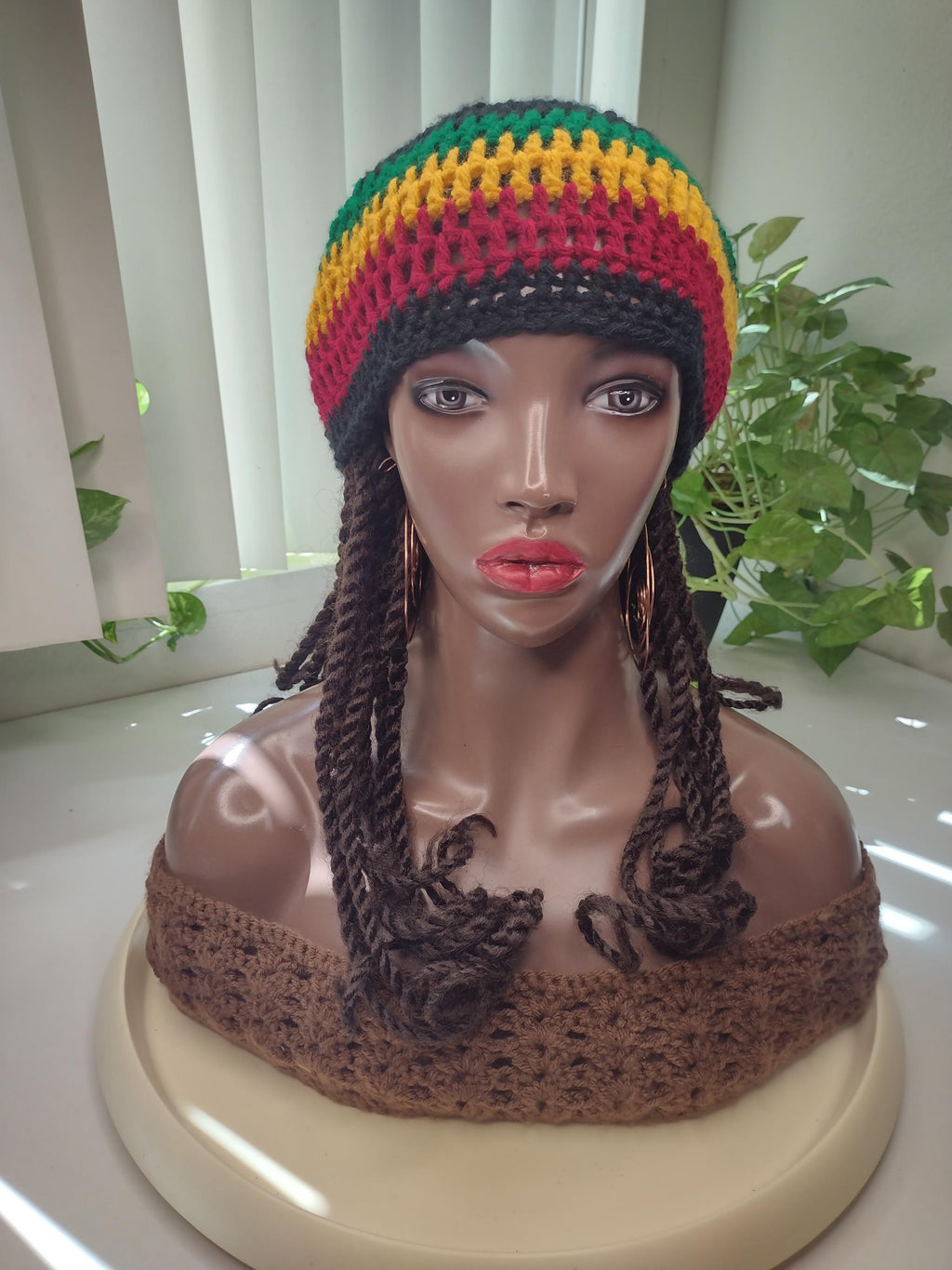 D Reggae in RYGB Crochet Cap