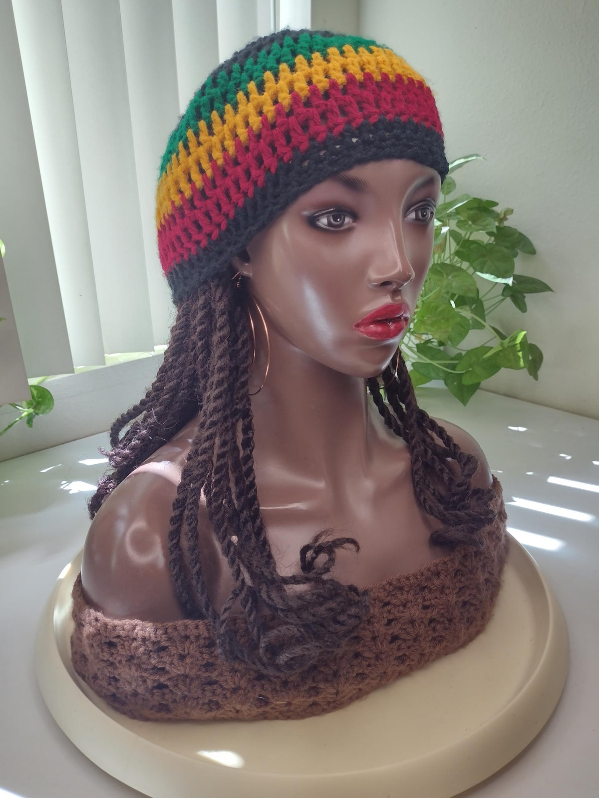 D Reggae in RYGB Crochet Cap